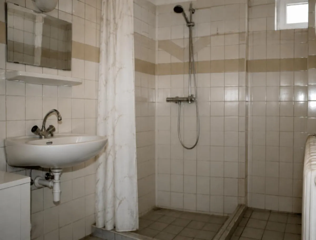 Oude betegelde badkamer