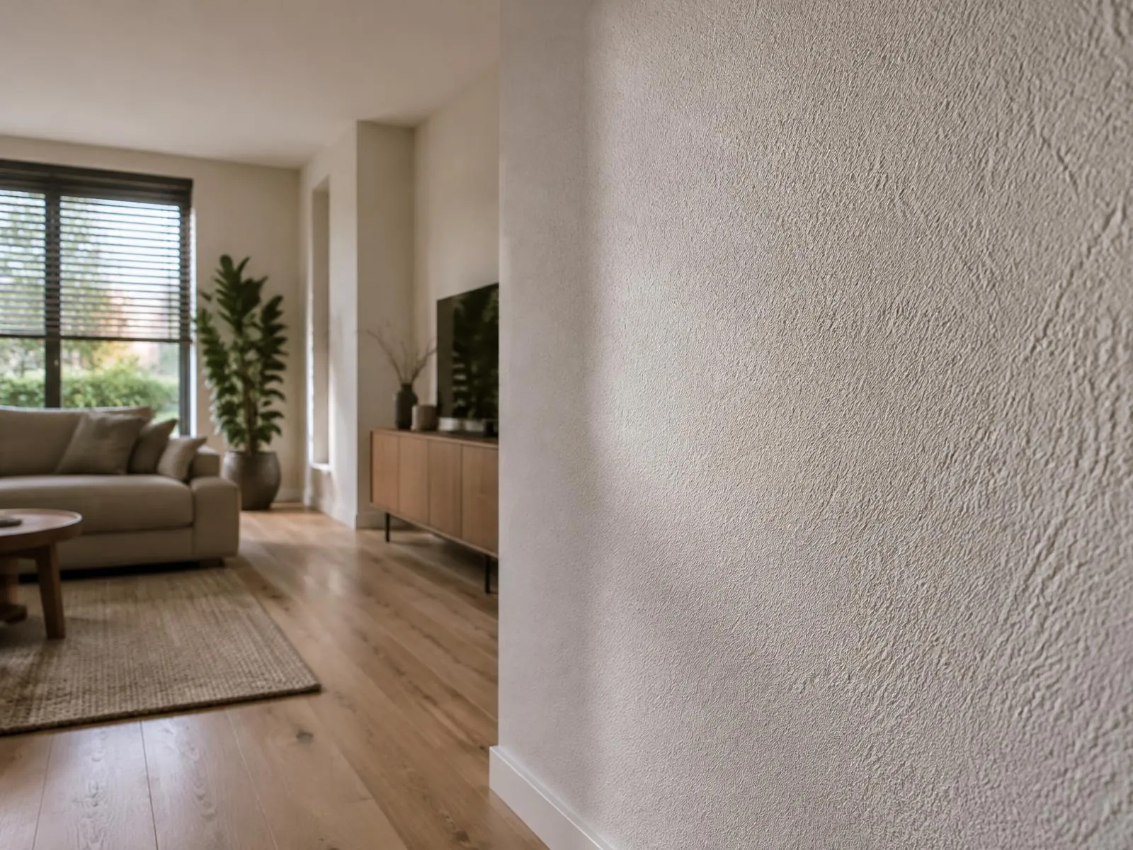 Spachtelputz: voorbeeld van strak stucwerk